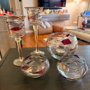 PartyLite retired set of Mosaic Calypso Set of 5 Candle holders.